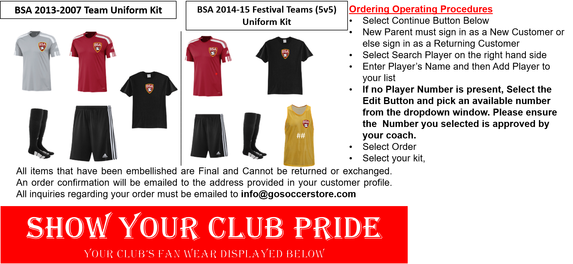 Bridgewater Soccer Academy Uniform Helper